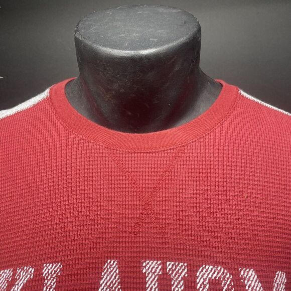 Nike Team Apparel Oklahoma Sooners Waffle Knit Shirt Maroon Gray Sz Large - Picture 3 of 10